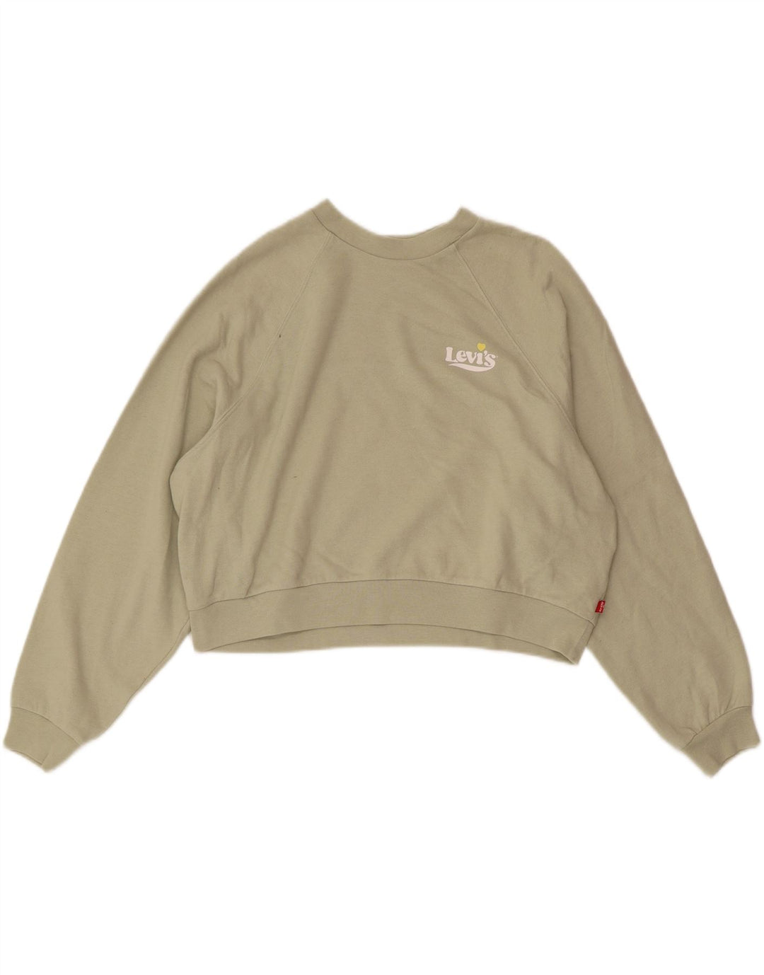 LEVI'S Womens Oversized Crop Sweatshirt Jumper UK 14 Medium Green Cotton Vintage Levi's and Second-Hand Levi's from Messina Hembry 
