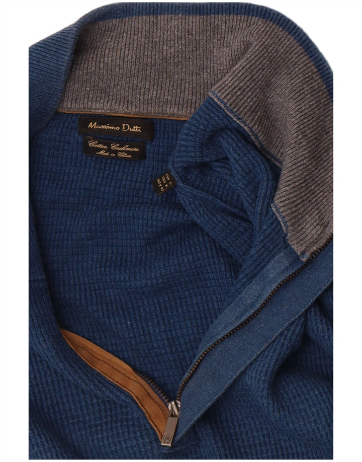 Massimo Dutti muški pulover s izrezom s patentnim zatvaračem XL plavi
