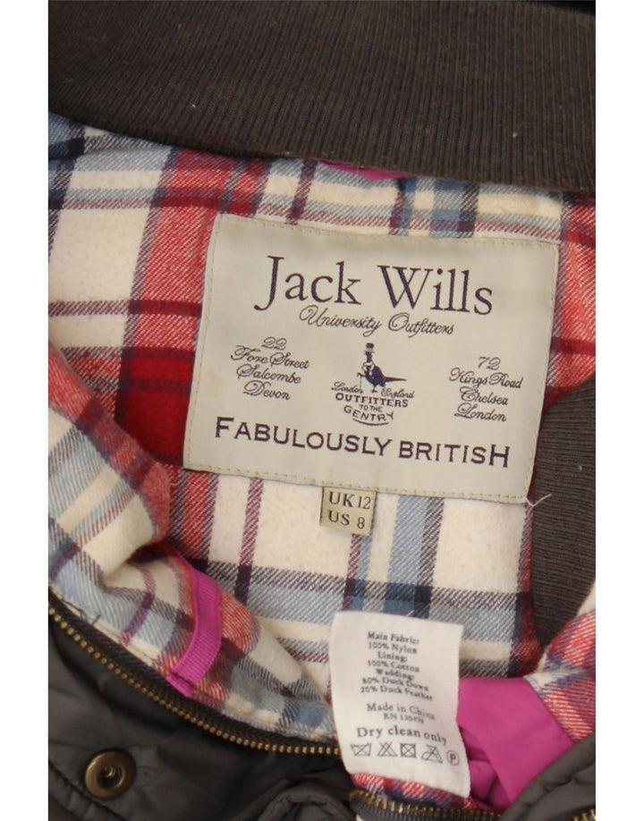 JACK WILLS Ženska podstavljena jakna s kapuljačom UK 12 srednje sivi najlon