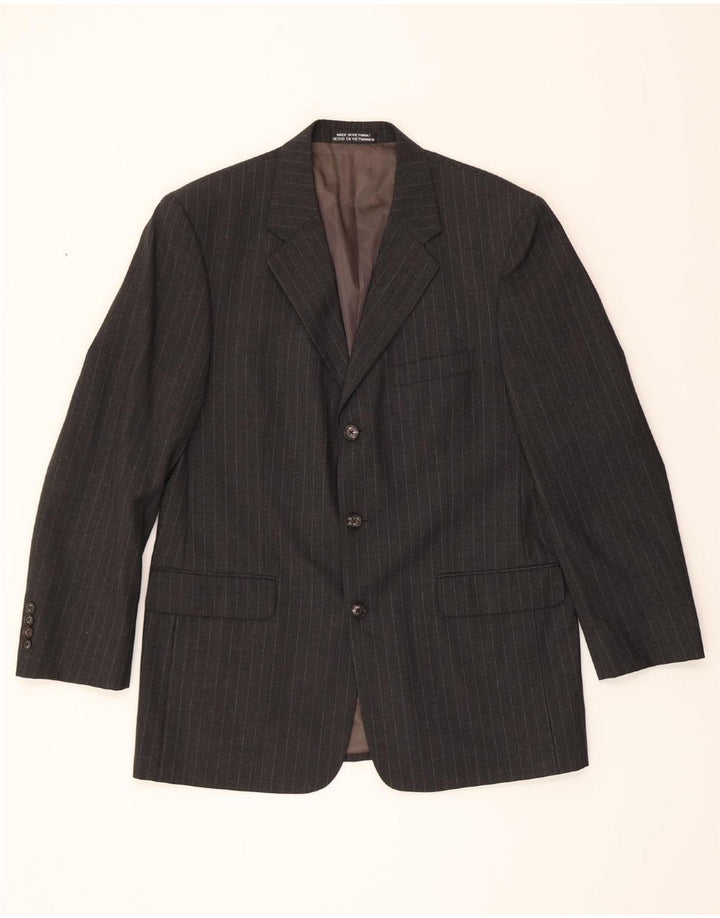 STAFFORD Mens 3 Button Blazer Jacket UK 40 Large Grey Pinstripe Wool Vintage Stafford and Second-Hand Stafford from Messina Hembry 