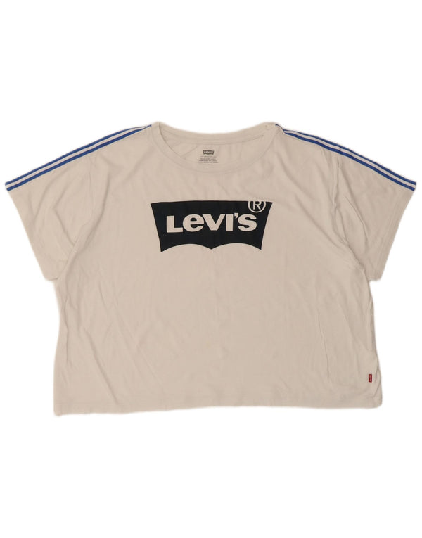 Gornja majica kratkih rukava Levi's Crop Oversized Graphic UK 14 srednje bijela