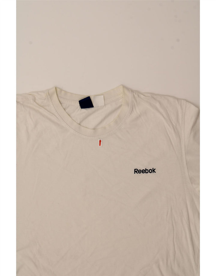 REEBOK Mens T-Shirt Top XL Off White Cotton Vintage Reebok and Second-Hand Reebok from Messina Hembry 