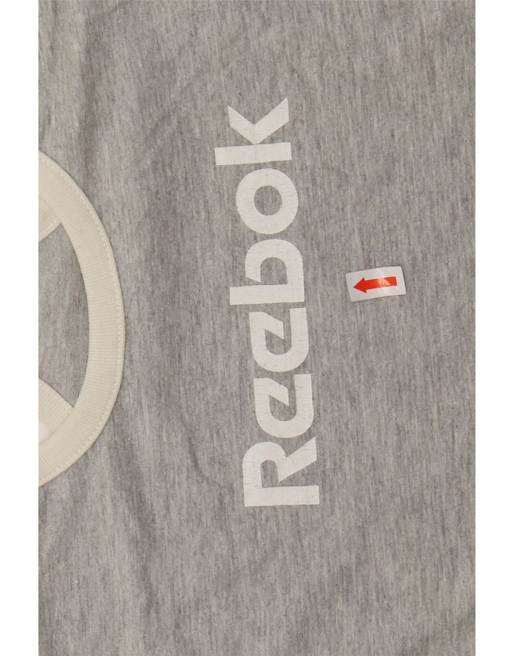 REEBOK Ženski kratki grafički prsluk UK 12 Srednje sivi flekasti pamuk
