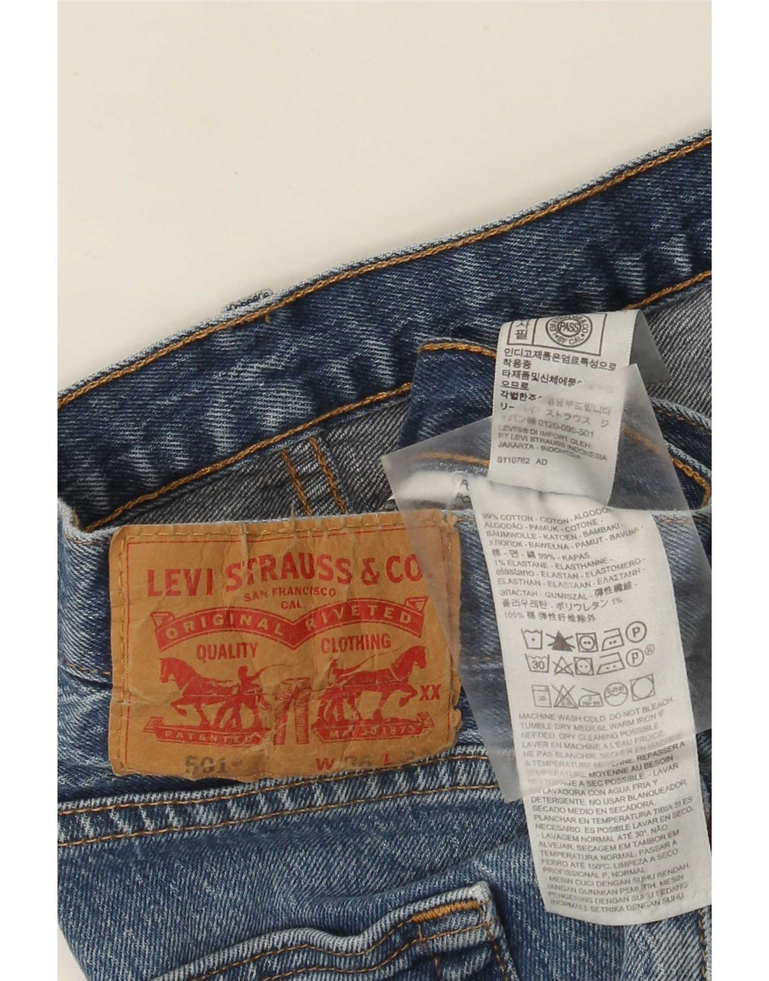 Levi's muške 501 ravne traperice W36 L30 plavi pamuk