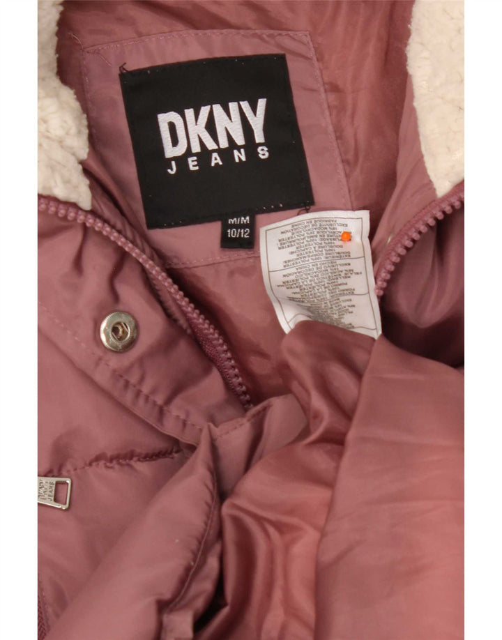 Dkny Podstavljeni kaput s kapuljačom za djevojčice 10-11 godina srednje ružičasti poliester