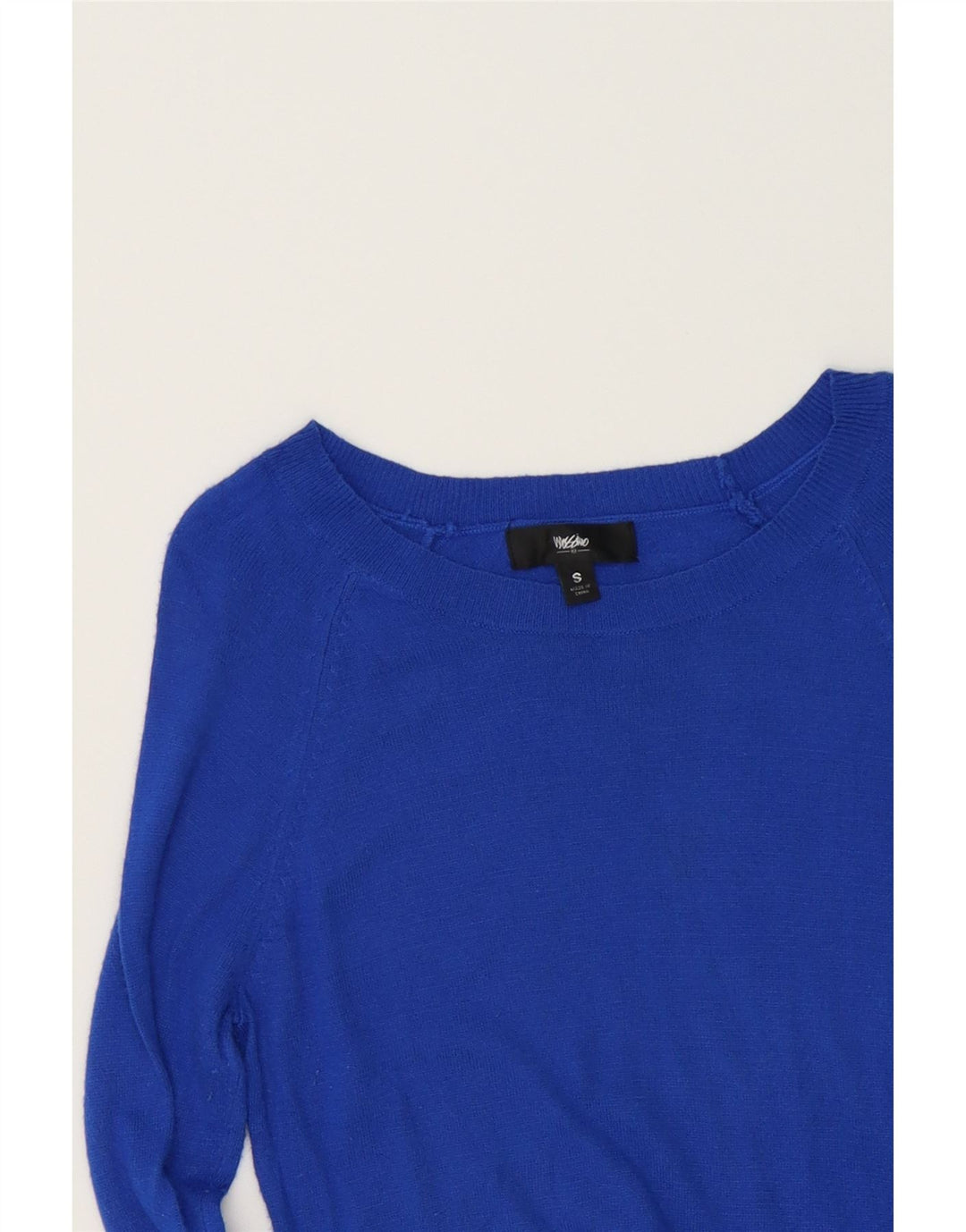 MOSSIMO Womens Boat Neck Jumper Sweater UK 10 Small Blue Nylon Vintage Mossimo and Second-Hand Mossimo from Messina Hembry 
