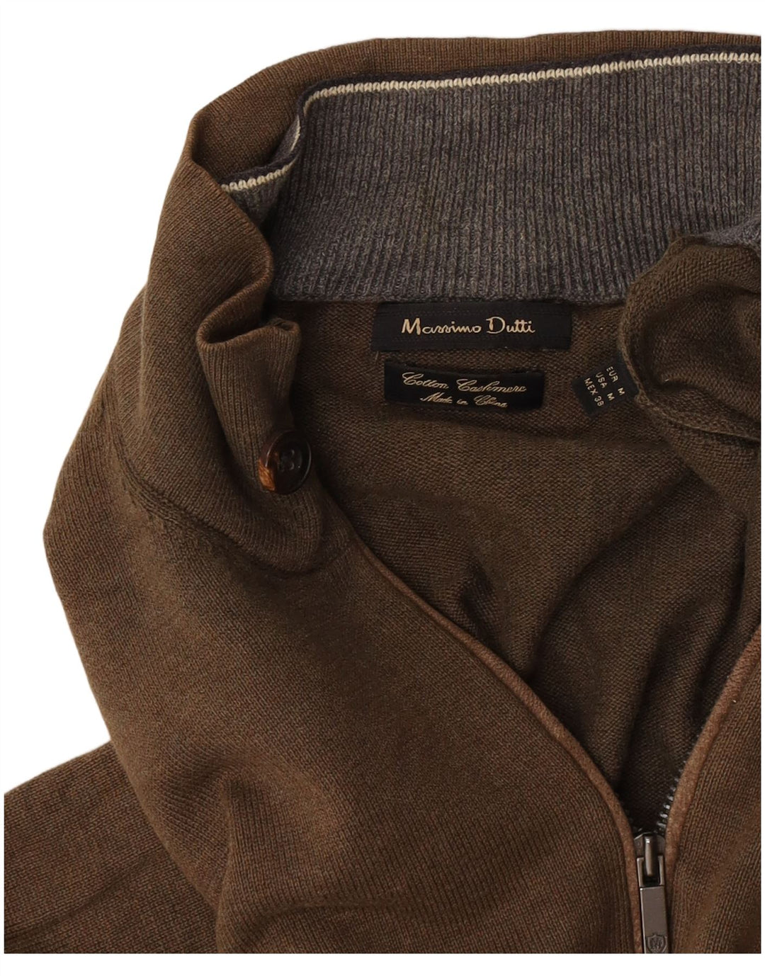 Massimo Dutti muški džemper s izrezom i srednjim izrezom kaki boje