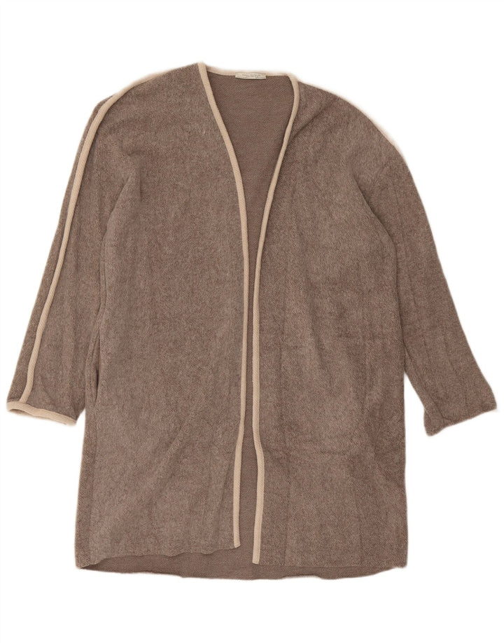 Zara ženski prekomjerni otvoreni kardigan pulover UK 10 Small Brown