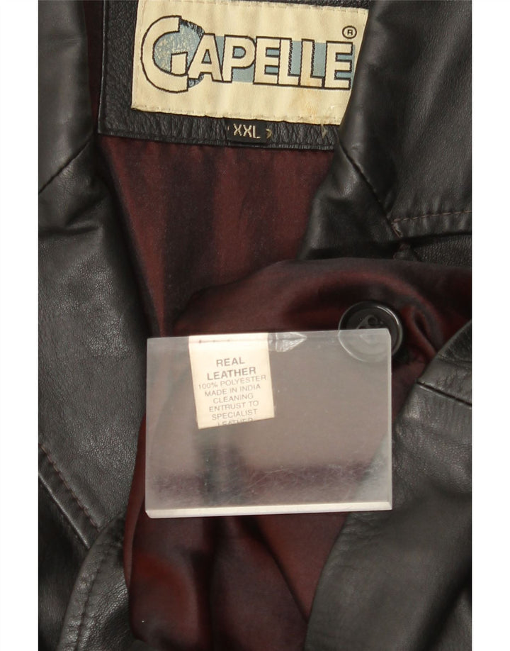 CAPELLE muška kožna jakna sa 4 gumba UK 44 2XL crna koža