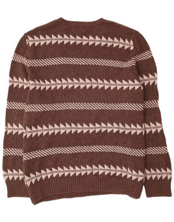 Eddie Bauer Muški visoki džemper s okruglim izrezom 4XL smeđi geometrijski pamuk
