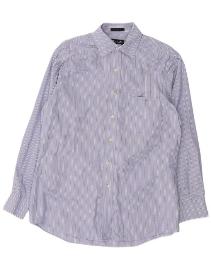 CHAPS Mens Shirt Size 15 1/2 Medium Blue Striped Cotton