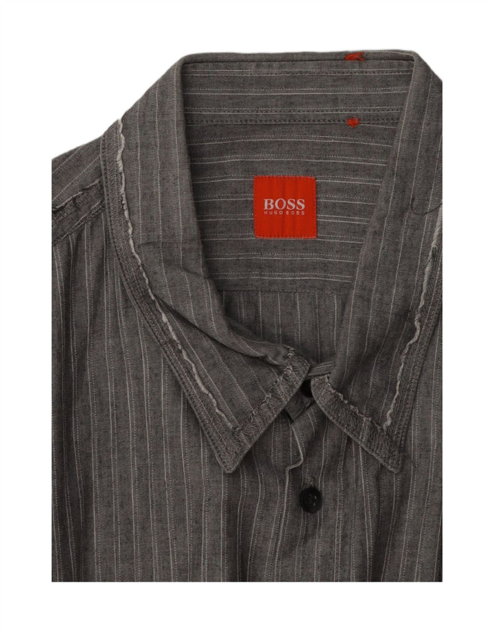 HUGO BOSS Mens Shirt Medium Grey Striped