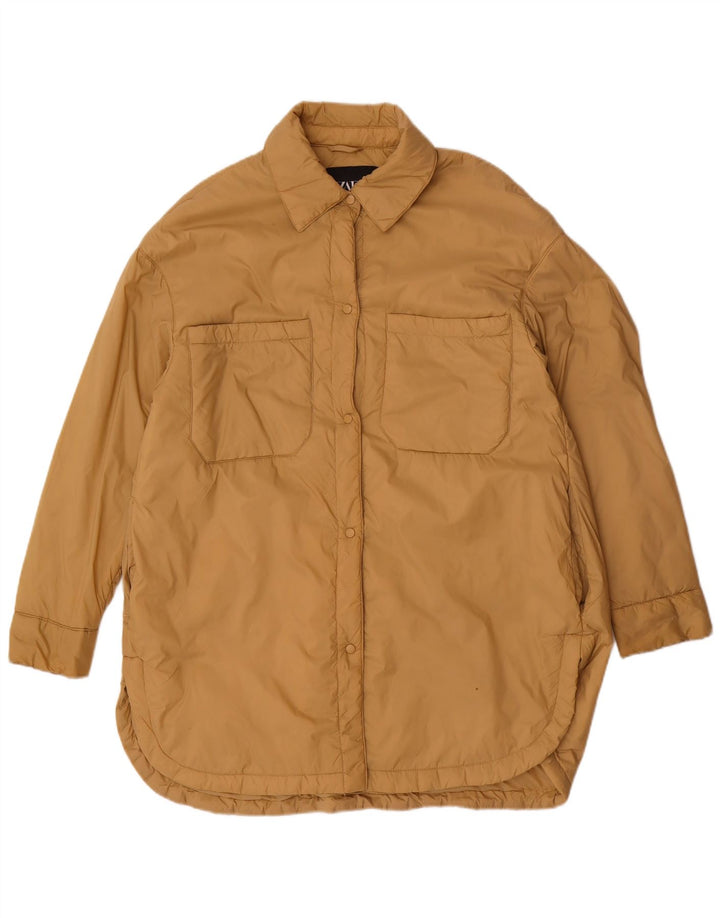 Zara ženski preveliki podstavljeni kaput UK 10 Small Beige Poliester