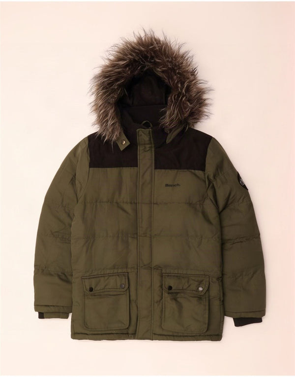 Bench Boys Hooded Padded Jacket 13-14 Years Khaki Polyester