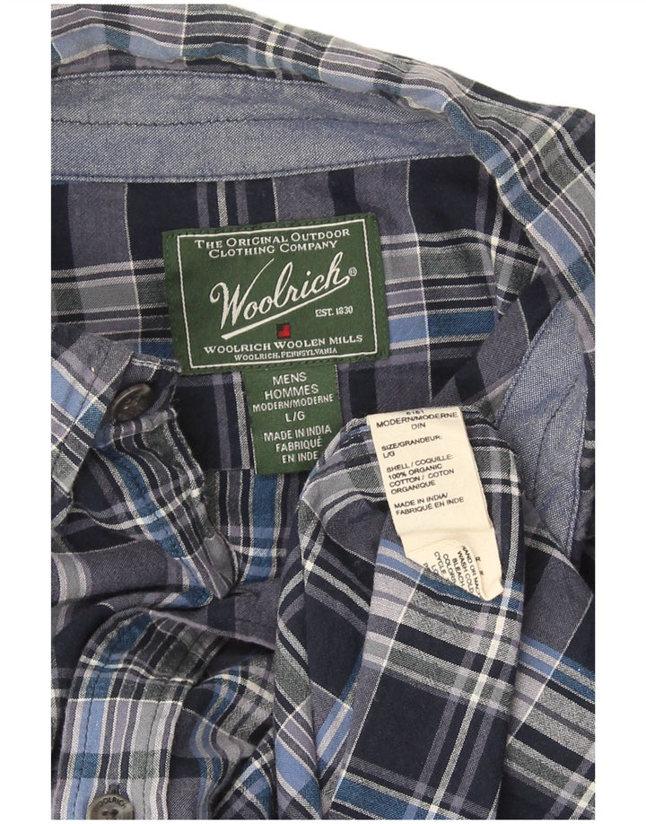 Woolrich muška majica kratkih rukava standardnog kroja, veliki plavi karirani pamuk