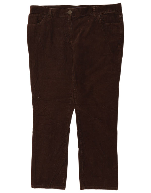Marks & Spencer ženske ravne hlače od samta UK 18 XL W36 L27 Smeđe