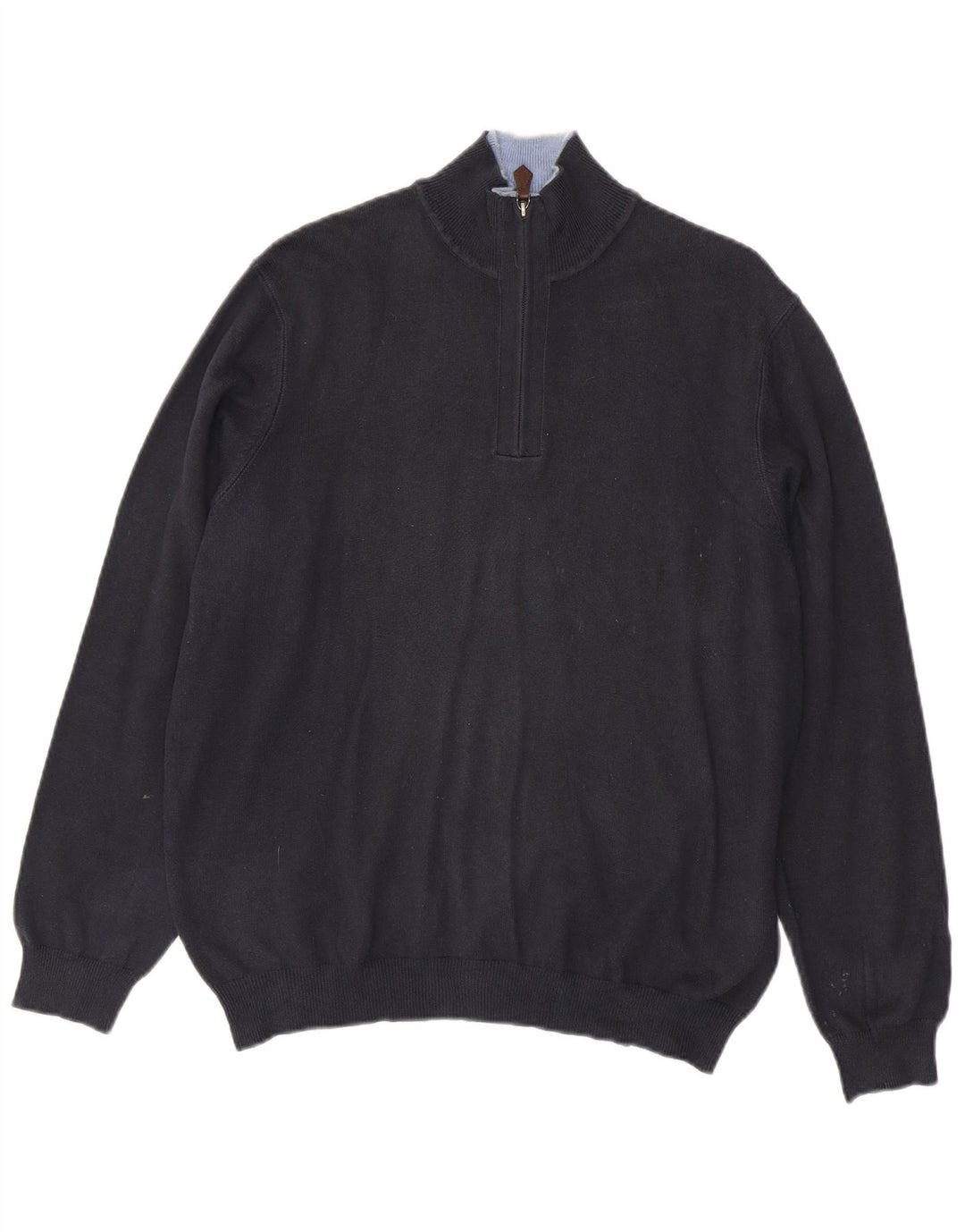 Massimo Dutti muški džemper s izrezom i patentnim zatvaračem EU 38 srednje tamnoplavi pamuk