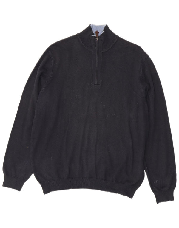 Massimo Dutti muški džemper s izrezom i patentnim zatvaračem EU 38 srednje tamnoplavi pamuk