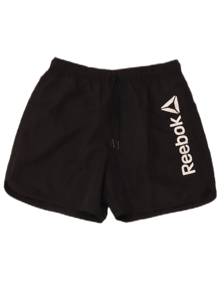 Reebok muške kratke sportske kratke hlače s grafičkim motivima, male crne poliesterske
