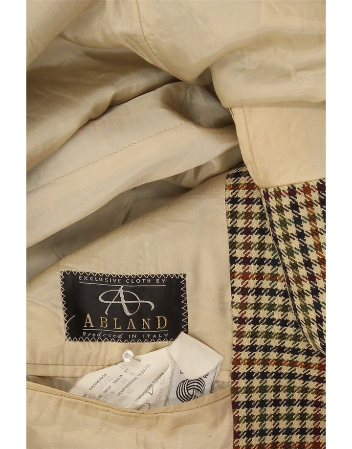 Vintage muški sako s 2 gumba IT 50 veliki bež karirani vuneni