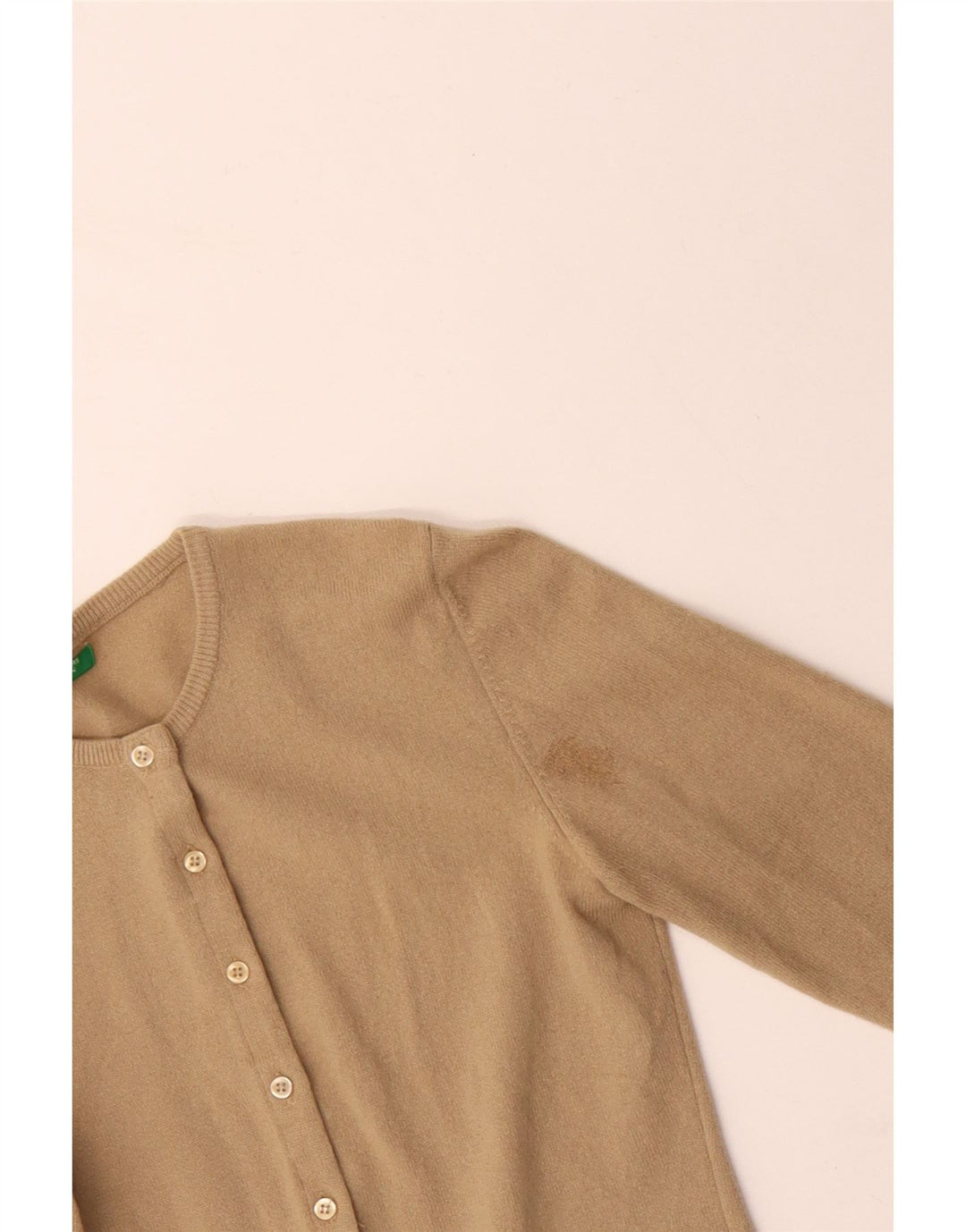 BENETTON ženski kardigan džemper UK 10 Mala bež djevičanska vuna