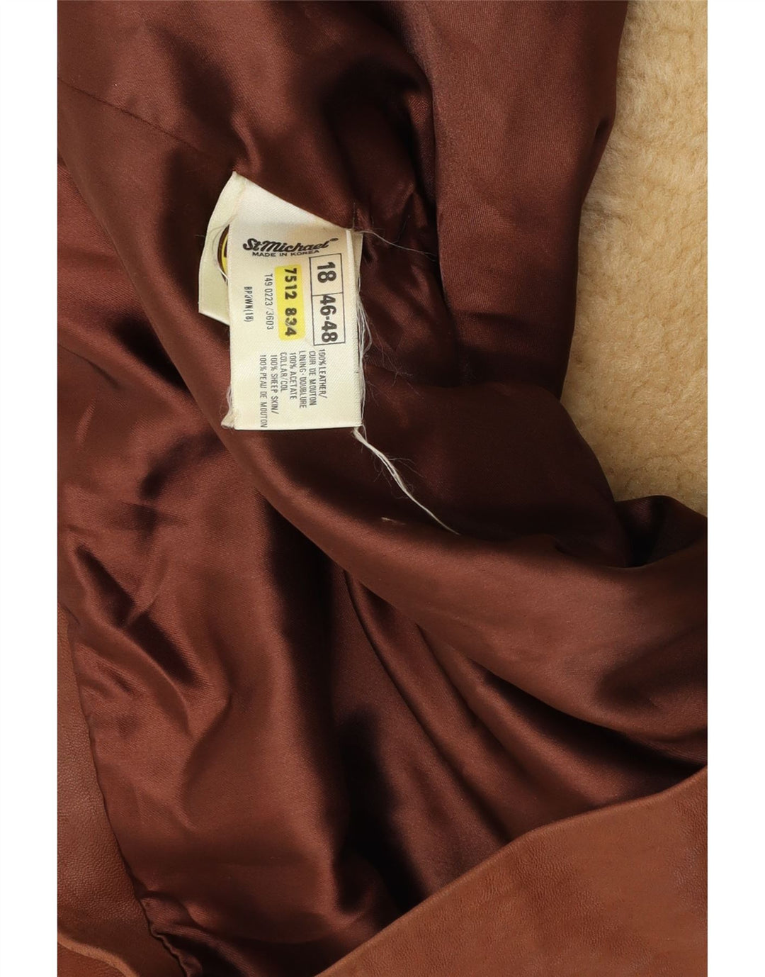 ST MICHAEL Ženska jakna s dvostrukim kopčanjem UK 18 XL, smeđa koža