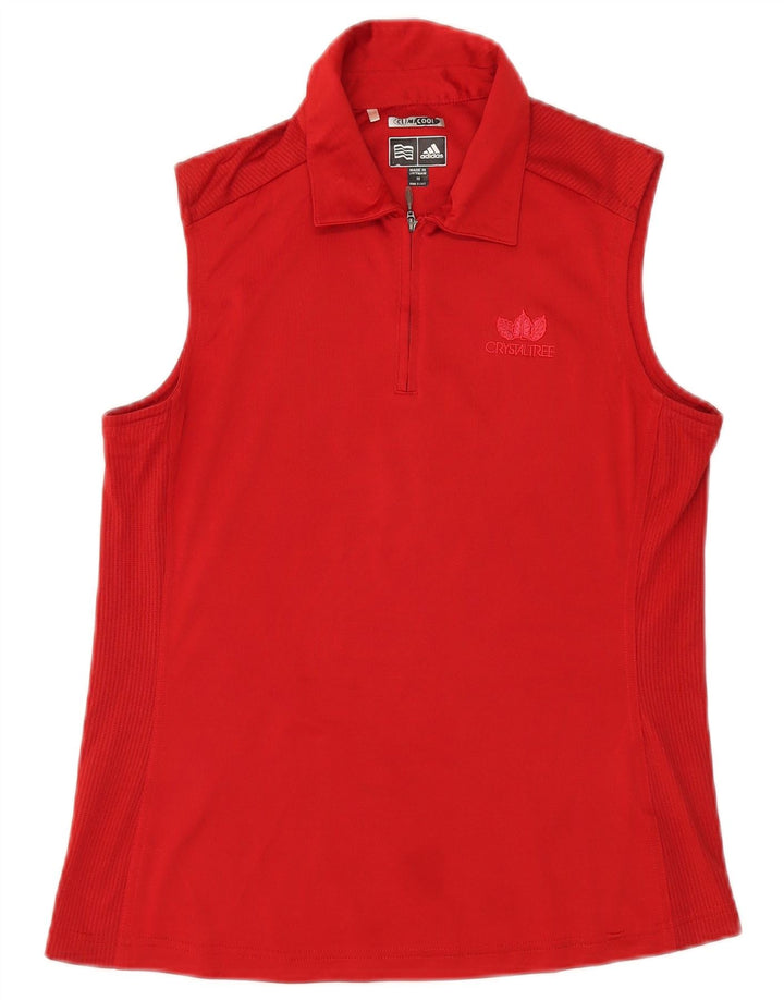 Adidas ženska Climacool polo majica bez rukava UK 12 srednje crvena poliester
