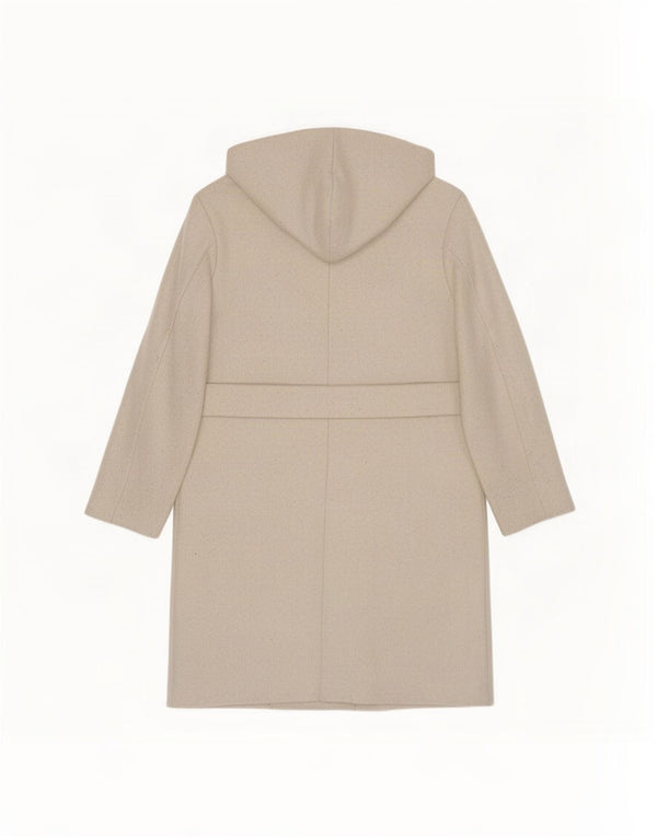 Zara ženski kaput s kapuljačom i velikim dvorednim kopčanjem UK 10 Small Beige