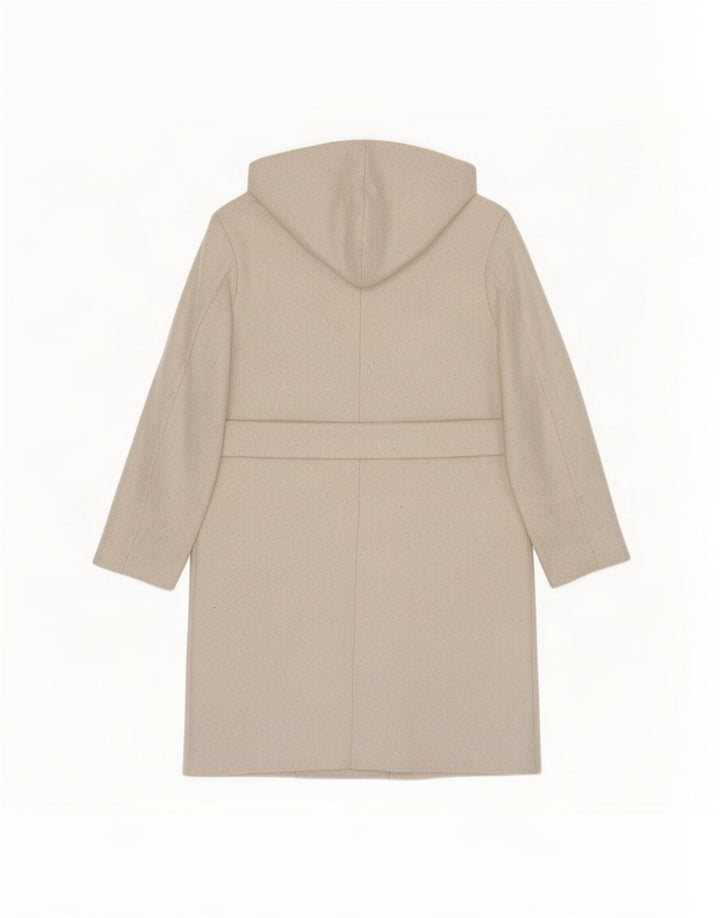 Zara ženski kaput s kapuljačom i velikim dvorednim kopčanjem UK 10 Small Beige