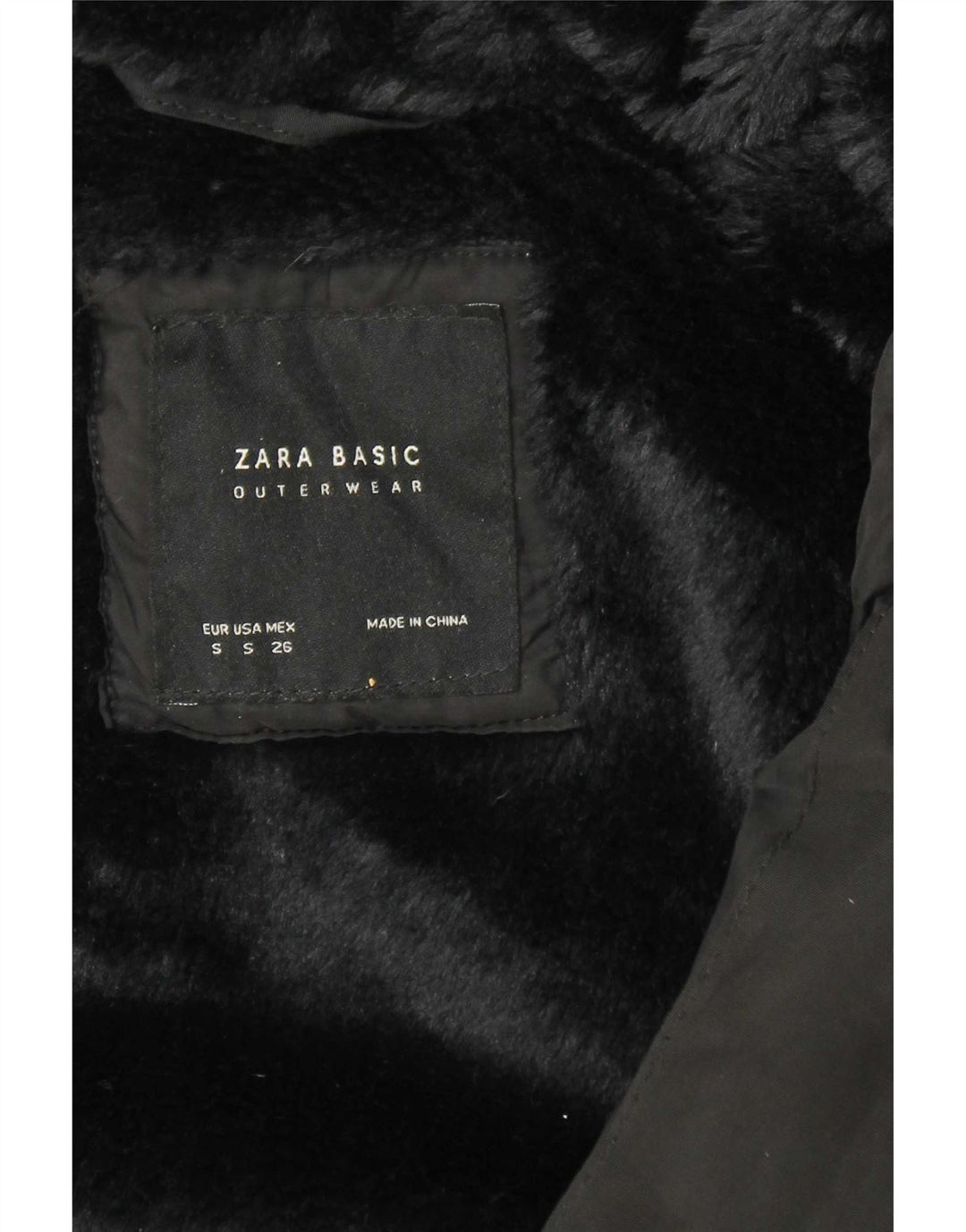 Zara ženska podstavljena jakna s kapuljačom UK 10 Mala crna poliester