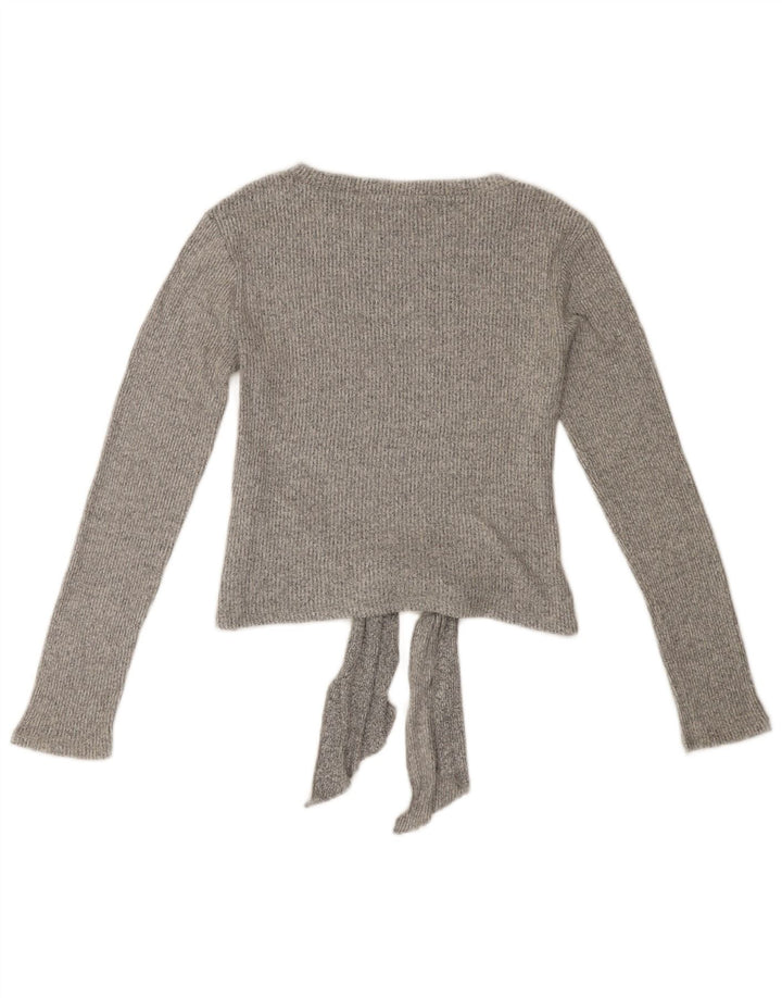 ZARA ženski pulover s kratkim izrezom UK 14 Velika siva viskoza