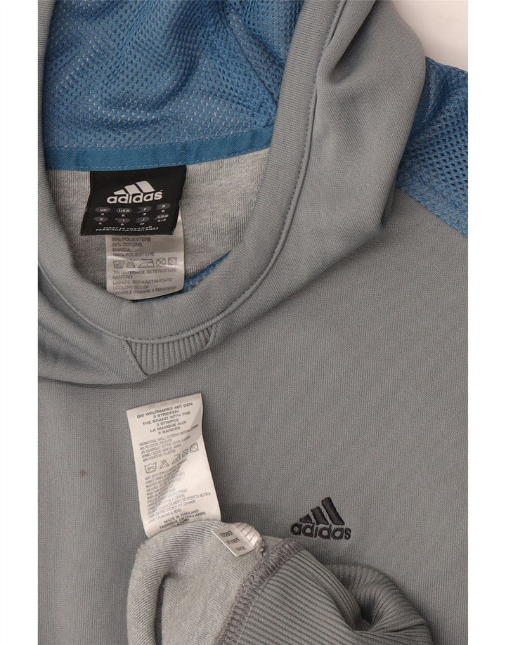 Adidas muška majica s kapuljačom mala siva boja od poliestera