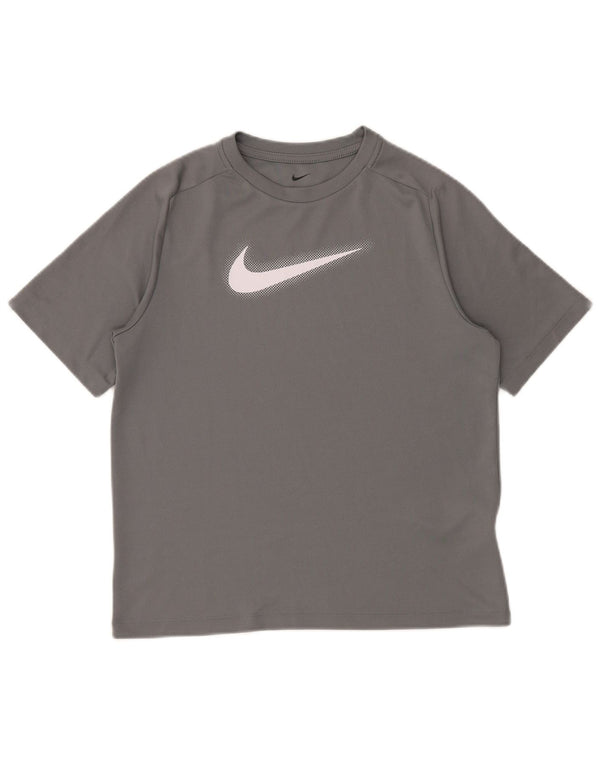 NIKE Boys Dri Fit Graphic T-Shirt Top 13-14 Years XL sivi poliester