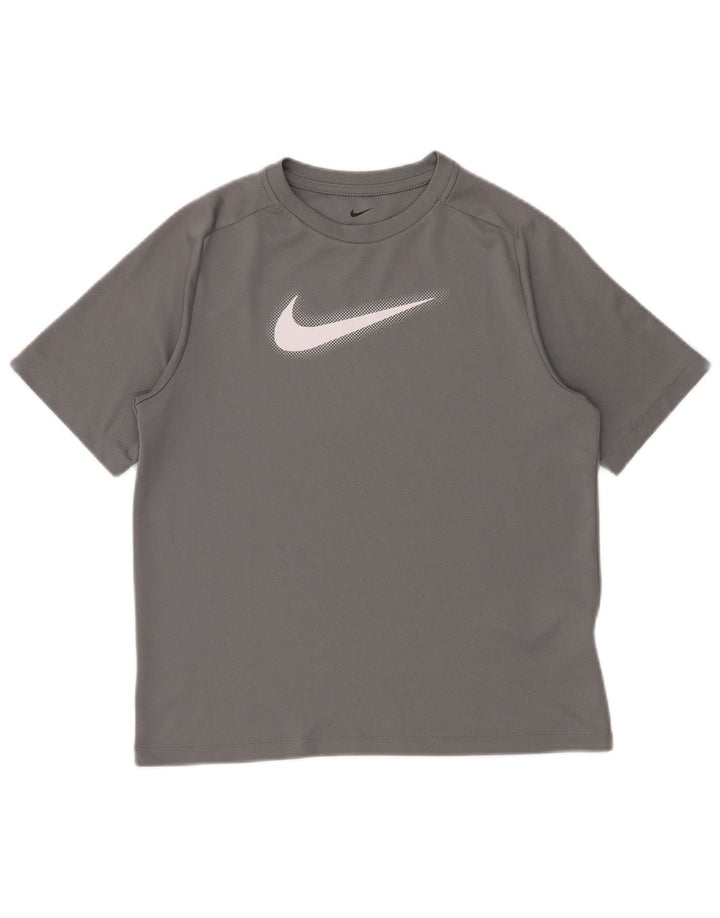 NIKE Boys Dri Fit Graphic T-Shirt Top 13-14 Years XL sivi poliester
