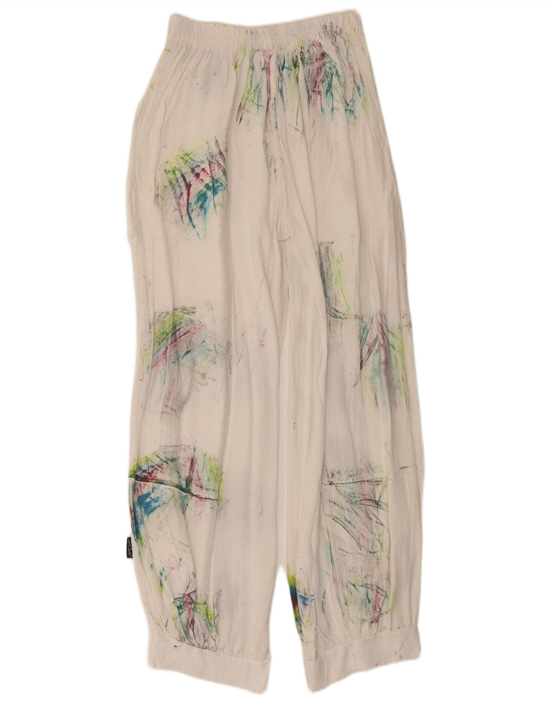 Vintage ženske harem hlače srednje veličine W28 L29 bijela tie dye viskoza