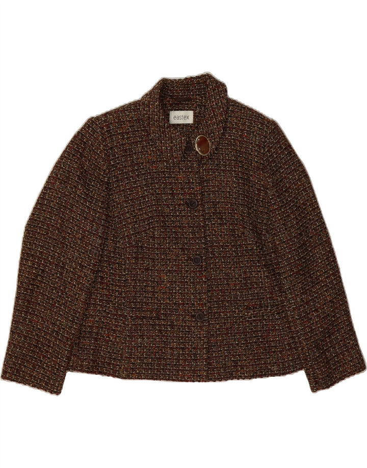 EASTEX Womens 4 Button Blazer Jacket UK 18 XL Brown Acrylic Vintage Eastex and Second-Hand Eastex from Messina Hembry 