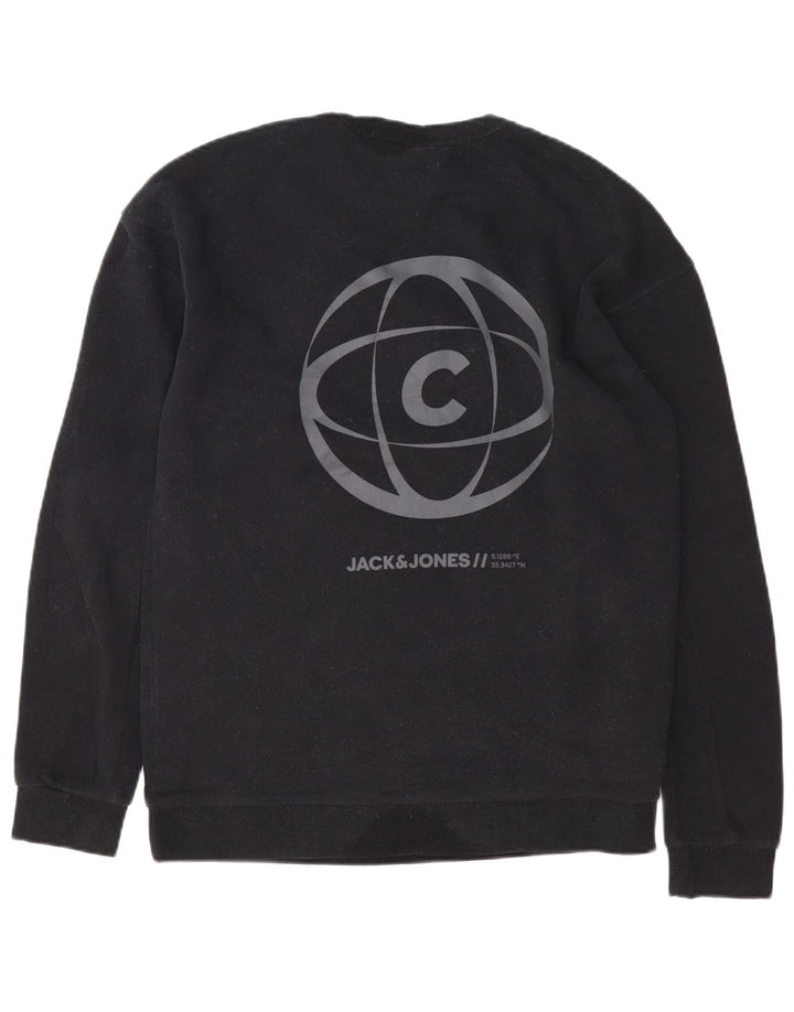 JACK & JONES Veliki crni pamučni muški džemper s motivom Core