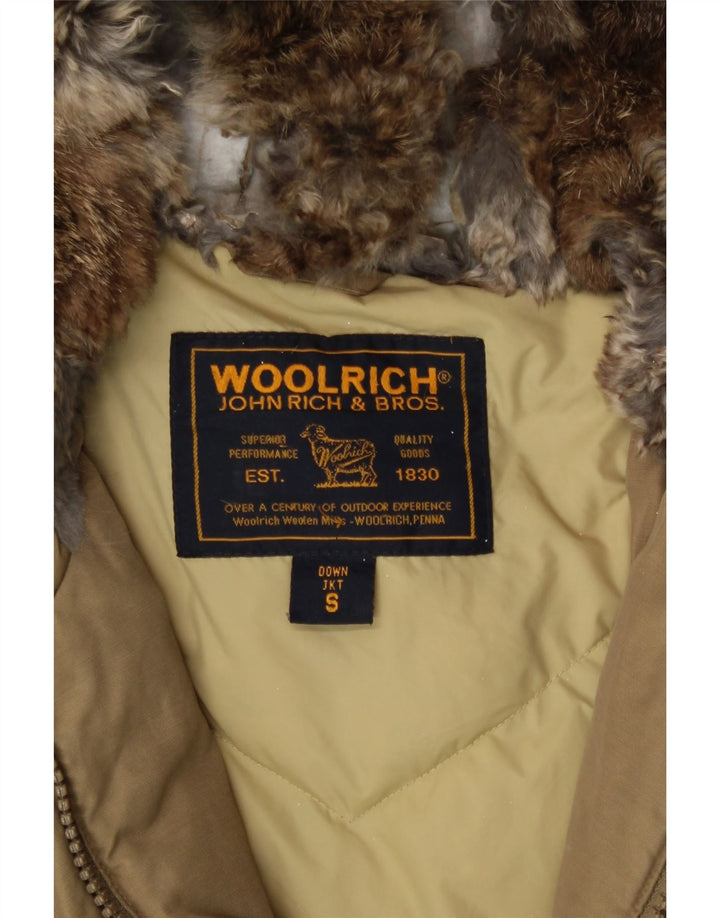 WOOLRICH Womens Hooded Padded Coat UK 10 Small Khaki Vintage Woolrich and Second-Hand Woolrich from Messina Hembry 