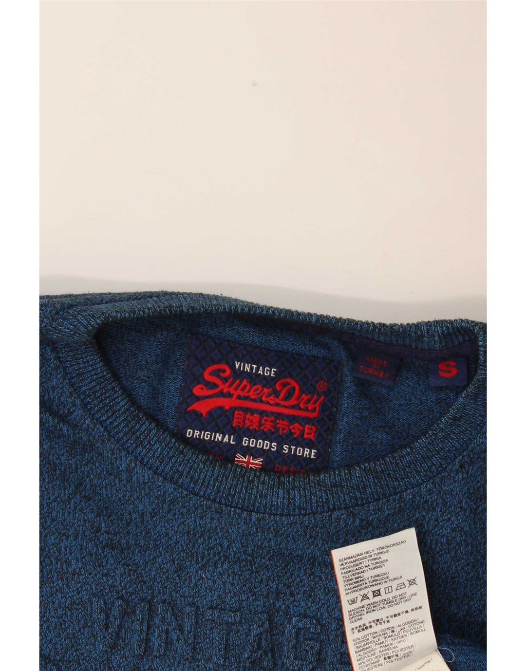 Superdry muška majica dugih rukava s plavim flekama i malim plavim flekama