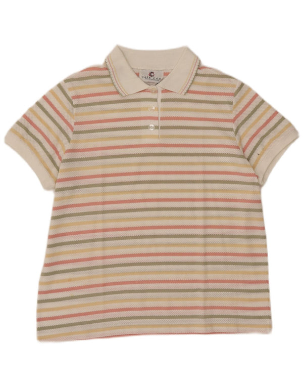 Vintage ženski džemper s polo ovratnikom UK 14 srednje raznobojnih pruga