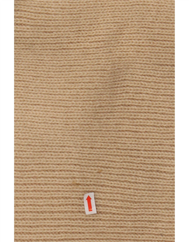 VINTAGE ženski pulover s rol izrezom UK 12 Srednje bež prugasti akril