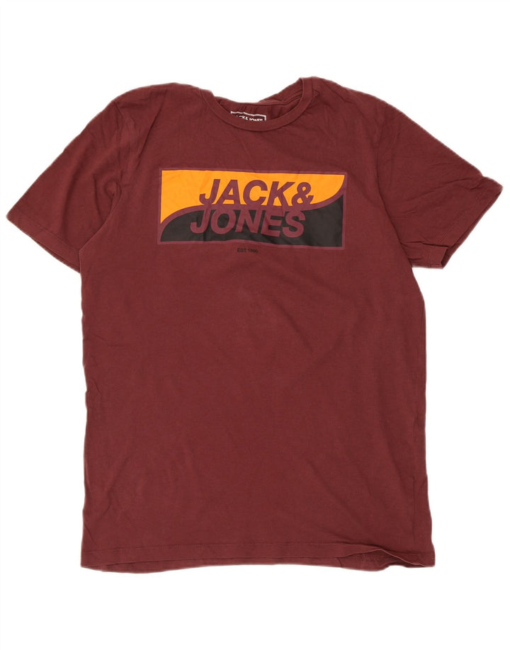 JACK & JONES Muška grafička majica kratkih rukava Srednje kestenjasta pamuk