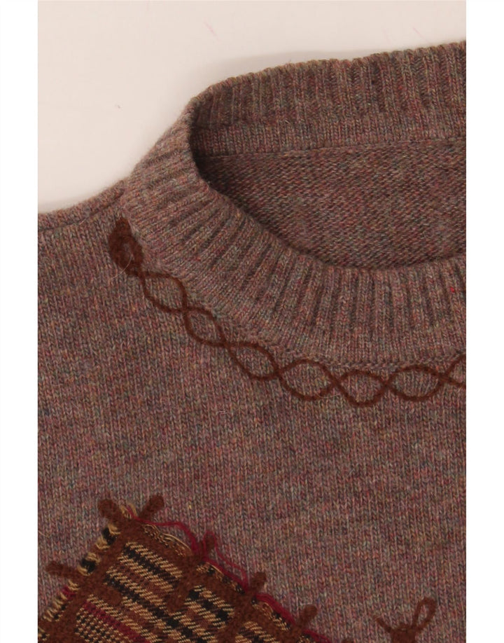 VINTAGE Womens Turtle Neck Jumper Sweater UK 14 Medium Brown Geometric Vintage Vintage and Second-Hand Vintage from Messina Hembry 
