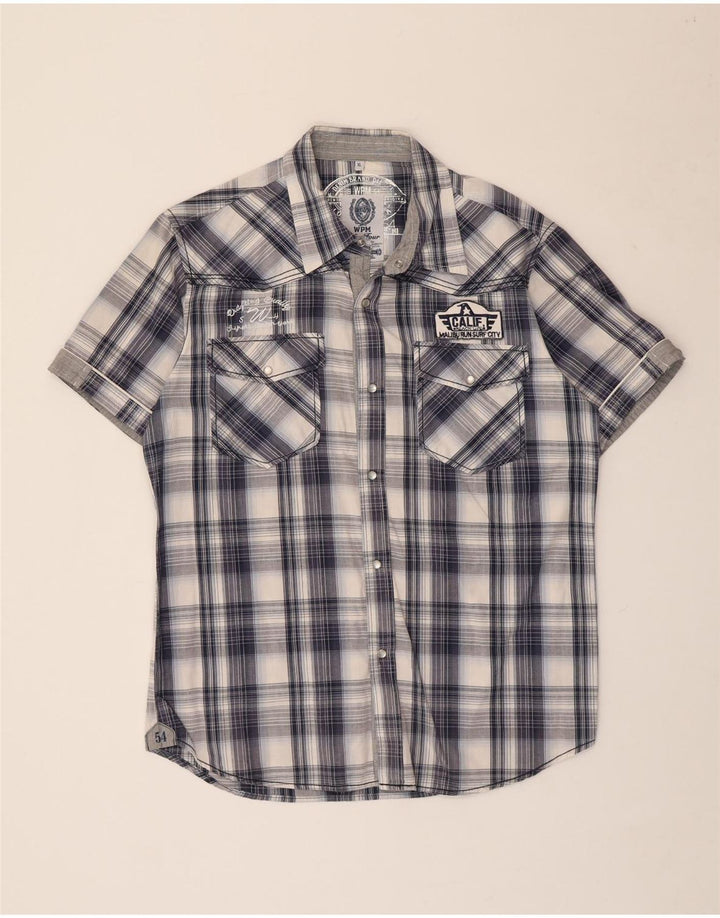 WPM muška grafička majica kratkih rukava XL tamnoplavi karirani pamuk