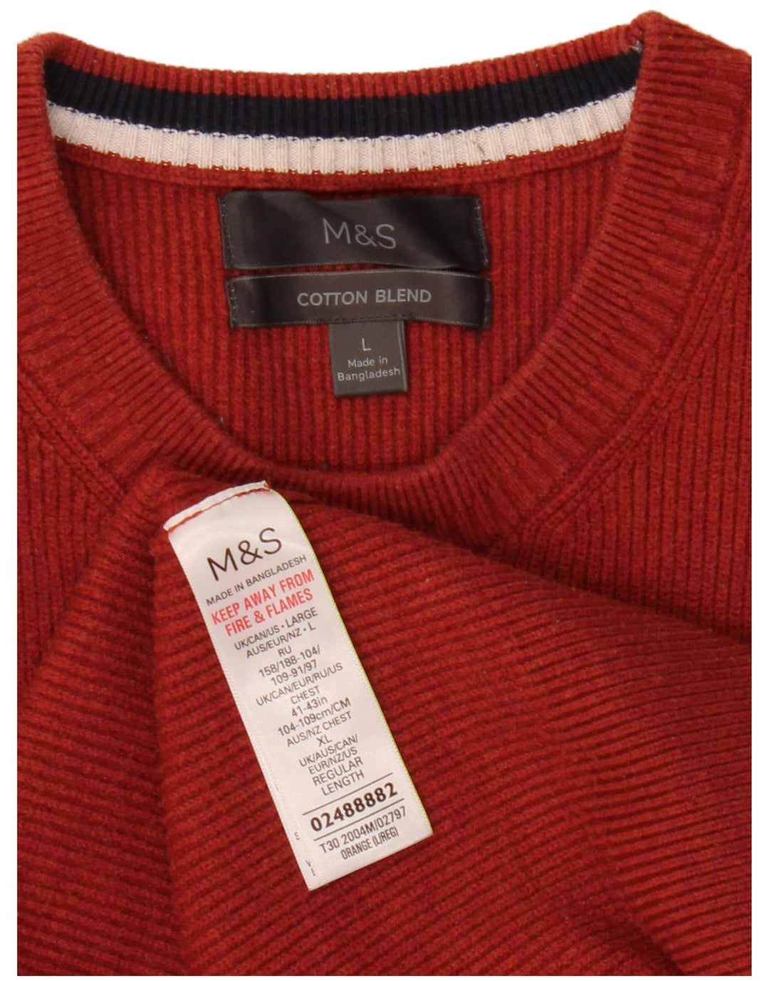 Marks & Spencer muški pulover s okruglim izrezom, veliki narančasti poliester