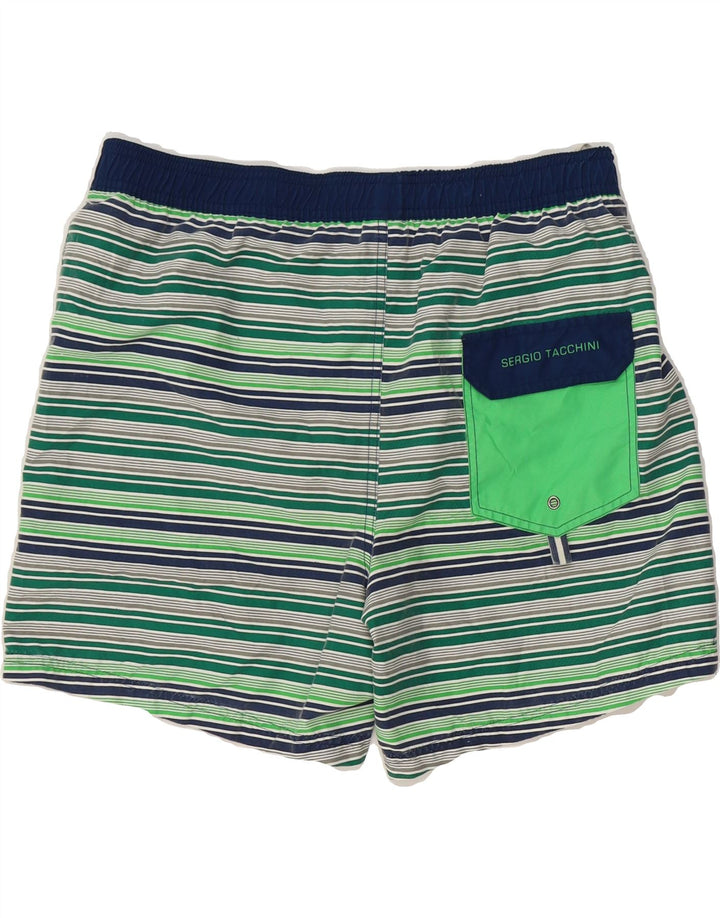 SERGIO TACCHINI Mens Swimming Shorts Large  Green Striped Polyester Vintage Sergio Tacchini and Second-Hand Sergio Tacchini from Messina Hembry 