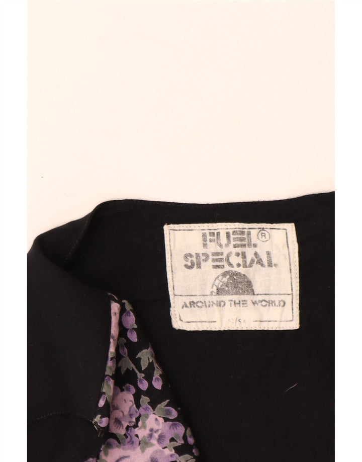 VINTAGE Muški prsluk IT 52/54 Velika crna cvjetna viskoza