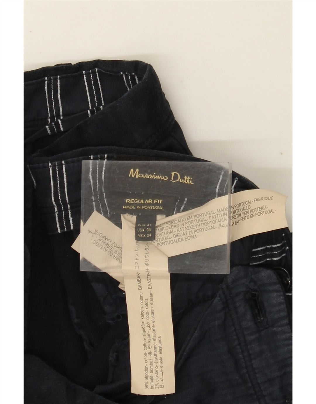 MASSIMO DUTTI Muške chino hlače EU 44 Large W34 L32 Mornarsko plave