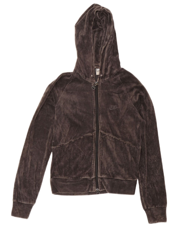 Nike Ženski pulover s kapuljačom od velura UK 10/12 srednje sivi pamuk