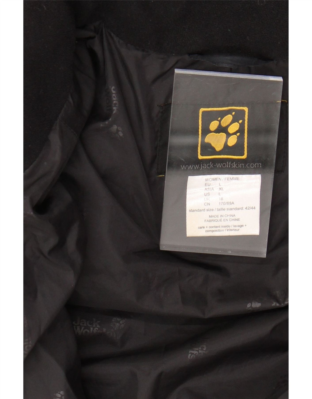 JACK WOLFSKIN Ženski podstavljeni kaput s kapuljačom UK 16 Veliki crni poliester